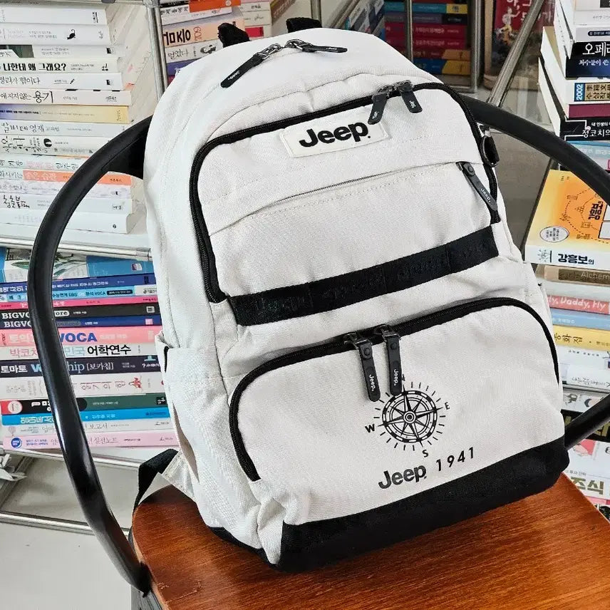[BUNJANG] Jeep Ivory Backpack / Jeep 지프 아이보리 백팩