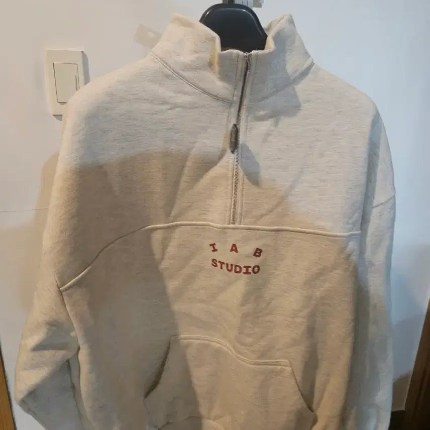 [BUNJANG] IAB Studio Half Zip-Up Oatmeal Burgundy XL / IAB 스튜디오 하프집업 오트밀 버건디 xl