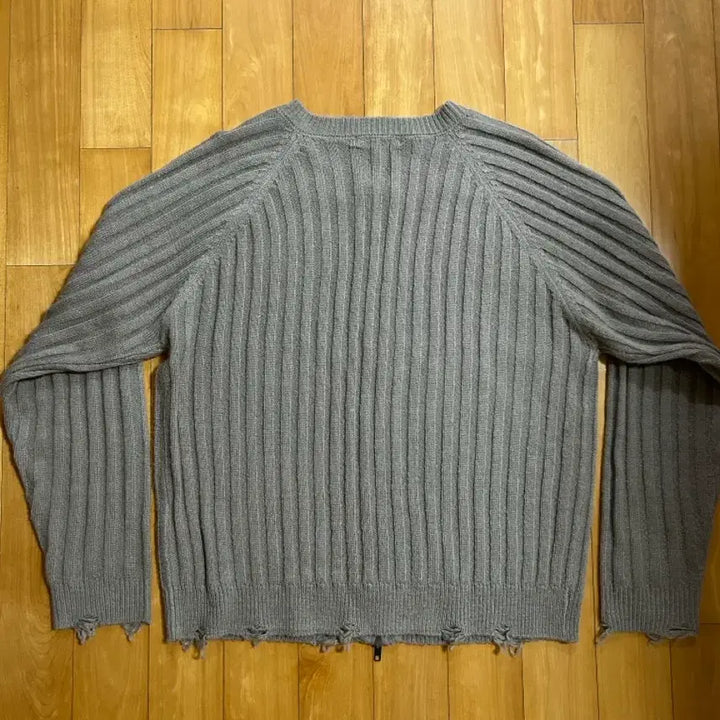 [BUNJANG] Xcontainer Distressed Roundneck Zip-up Crop Cardigan - Ash Beige / 엑스컨테이너 디스트레스드 라운드넥 집업 크롭 가디건 M 애쉬 베이지