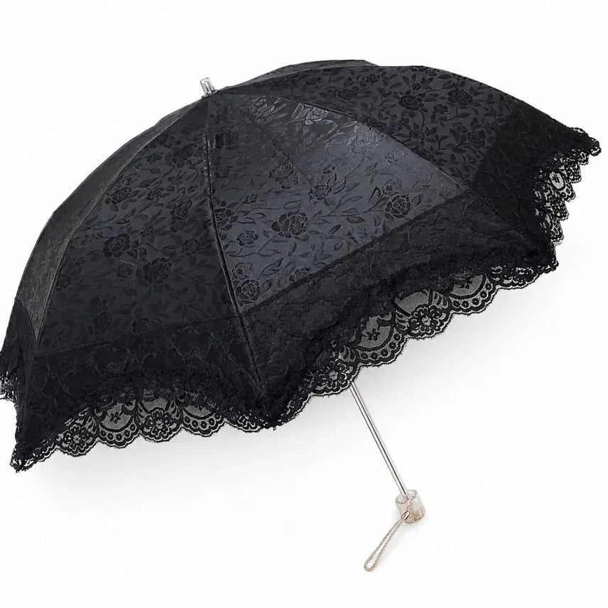 [BUNJANG] Metrociti Lace Trim UV Protection Parasol Umbrella Black / 메트로시티 (새상품) 레이스 장식 uv차단 블랙 양산 우산
