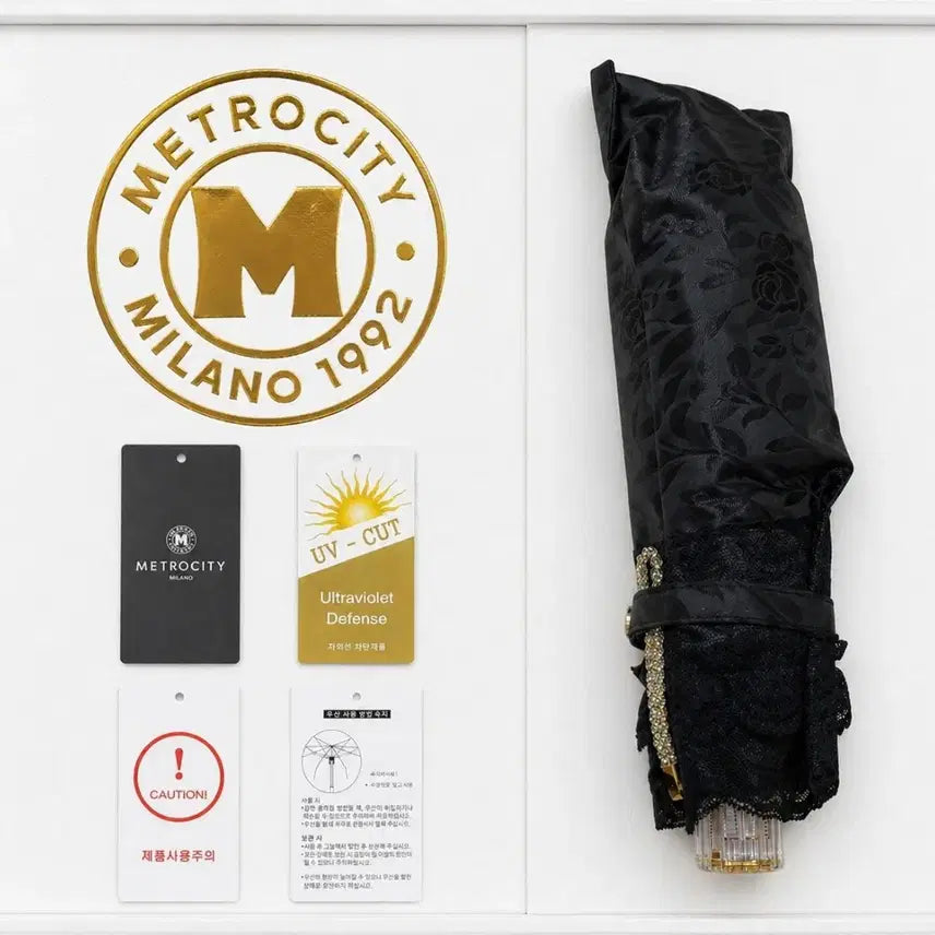 [BUNJANG] Metrociti Lace Trim UV Protection Parasol Umbrella Black / 메트로시티 (새상품) 레이스 장식 uv차단 블랙 양산 우산