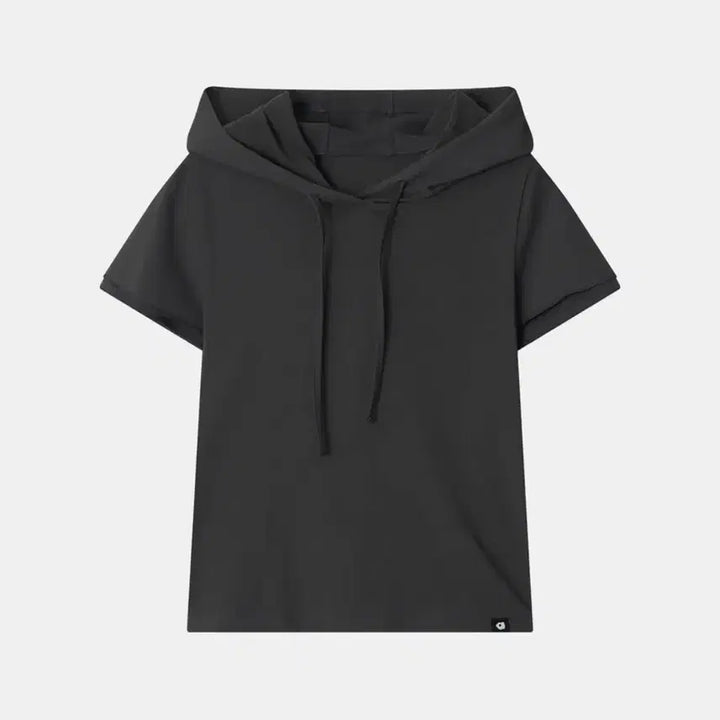 [BUNJANG] OHEHIO Hooded Layered Sleeve T-shirt Charcoal / 오헤시오 후드 레이어드 슬리브 티셔츠 차콜