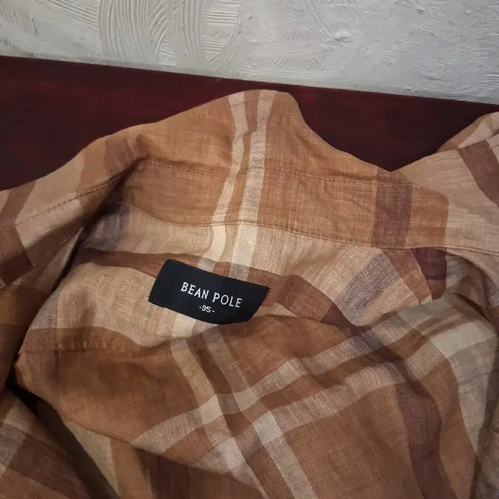 [BUNJANG] Beanpole Brown Check Linen Shirt Dress / 빈폴 브라운 체크 마셔츠 원피스