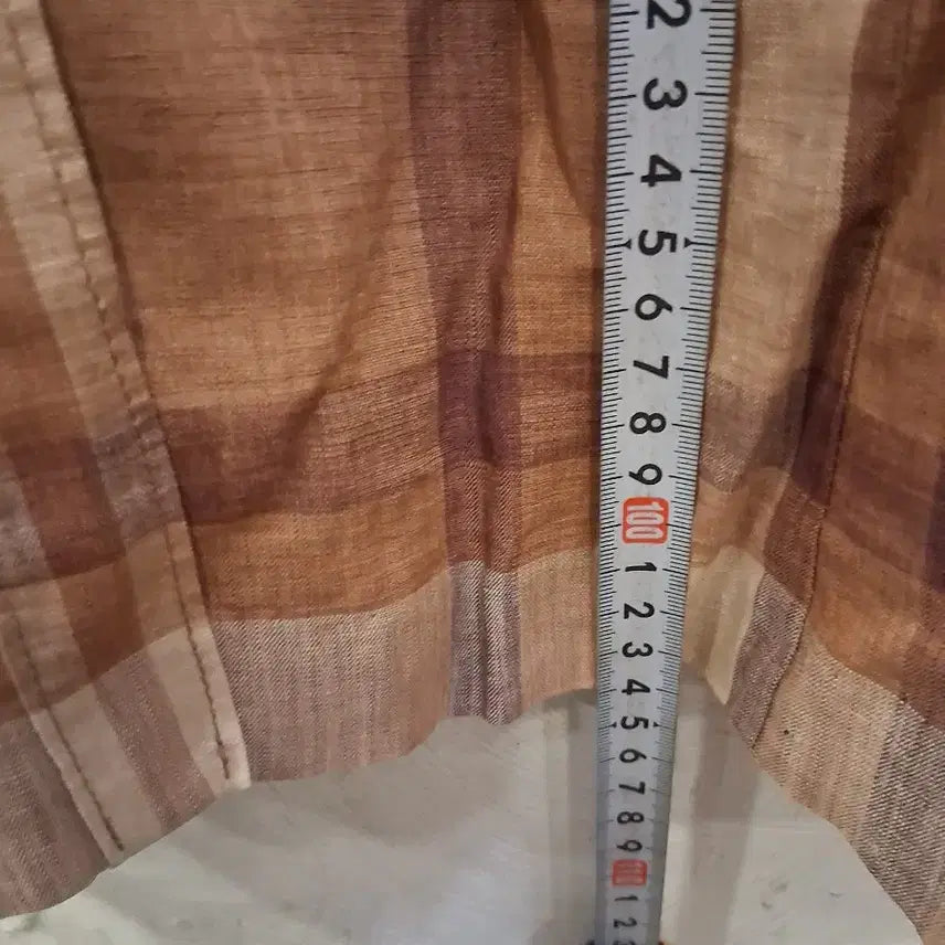 [BUNJANG] Beanpole Brown Check Linen Shirt Dress / 빈폴 브라운 체크 마셔츠 원피스