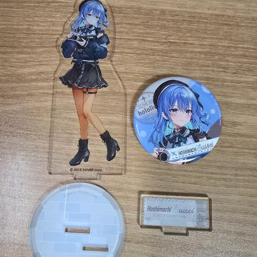 [BUNJANG] Hoshimachi Suisei Animate Acrylic Stand &amp; Badge Set / 호시마치 스이세이 애니메이트 아크릴스탠드 뱃지 팝니다