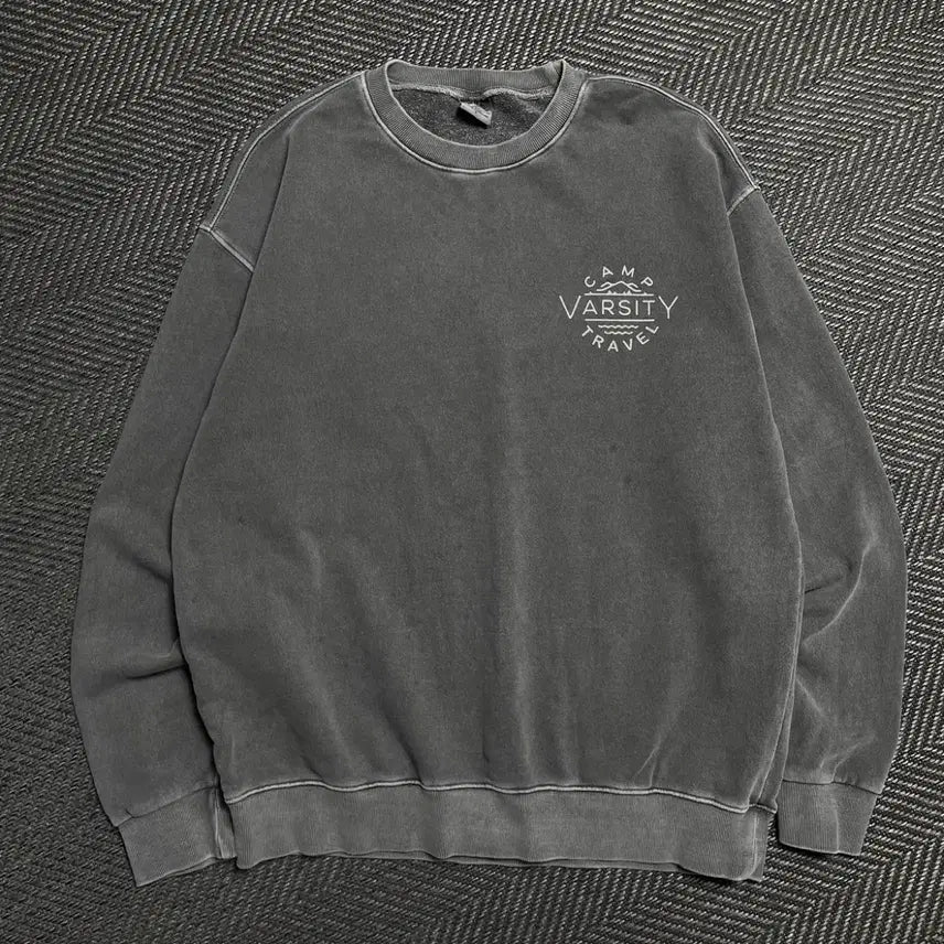 [BUNJANG] Travel Varsity Big Logo Pigment Boxy Fit Sweatshirt / 트레블 바시티 빅로고 피그먼트 박시핏 맨투맨o 5388