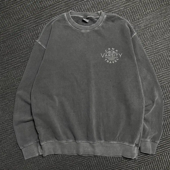 [BUNJANG] Travel Varsity Big Logo Pigment Boxy Fit Sweatshirt / 트레블 바시티 빅로고 피그먼트 박시핏 맨투맨o 5388