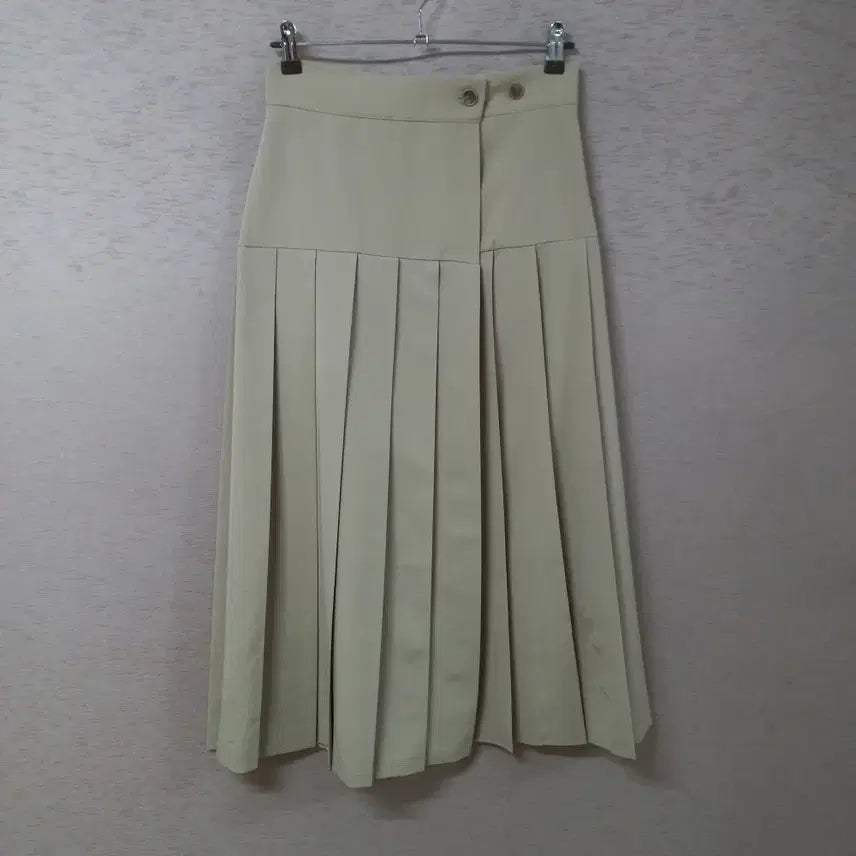 [BUNJANG] Beige Pleated Wrap Skirt for Women / B4-28/베이지 주름 랩스커트 여성