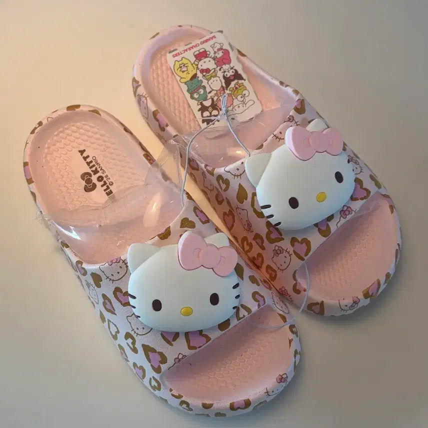[BUNJANG] Hello Kitty Pink Leopard Print Slippers 230mm / 헬로키티 슬리퍼 230mm