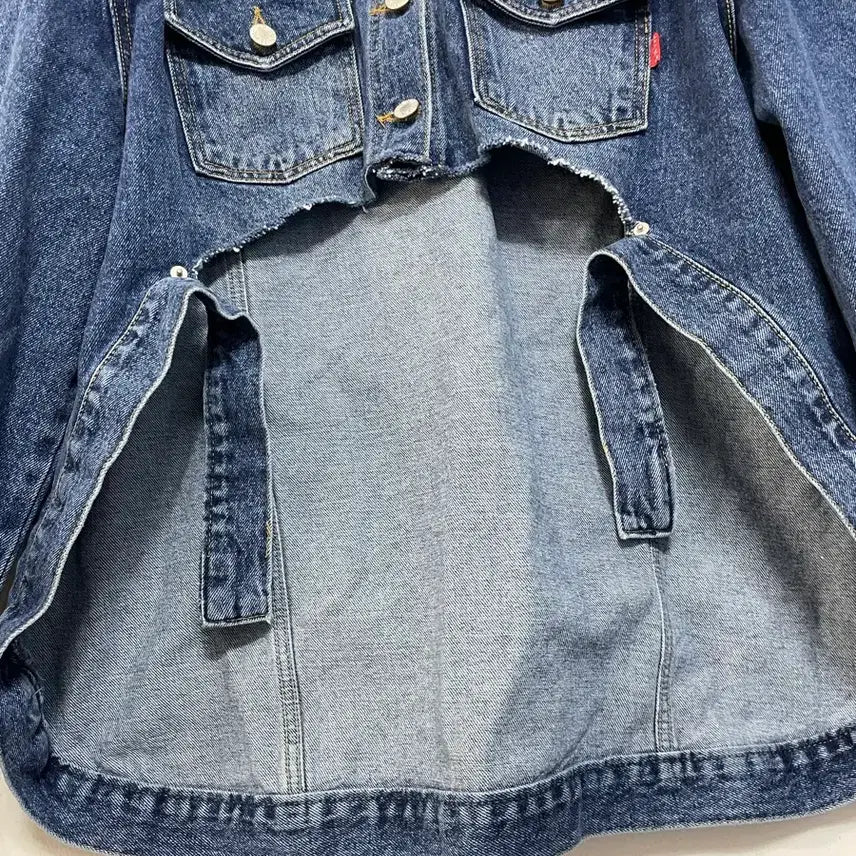 [BUNJANG] Mienne Unique Asymmetrical Denim Jacket / N6261 유니크 언발 청 자켓.mienne.미엔느