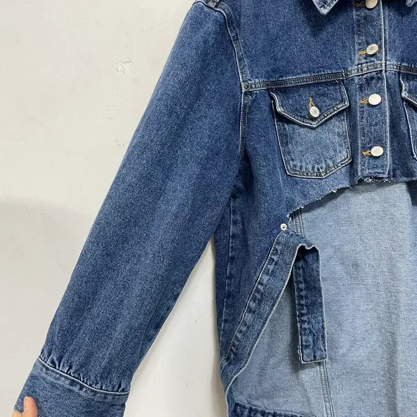 [BUNJANG] Mienne Unique Asymmetrical Denim Jacket / N6261 유니크 언발 청 자켓.mienne.미엔느