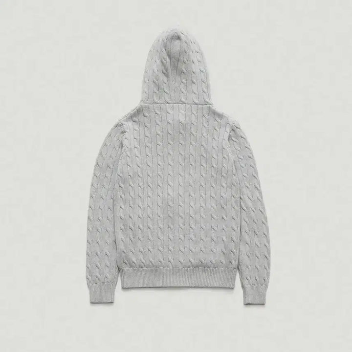 [BUNJANG] The Barnet Cable Knit Hooded Zip-Up Gray / 더바넷 케이블 니트 후드 집업 그레이