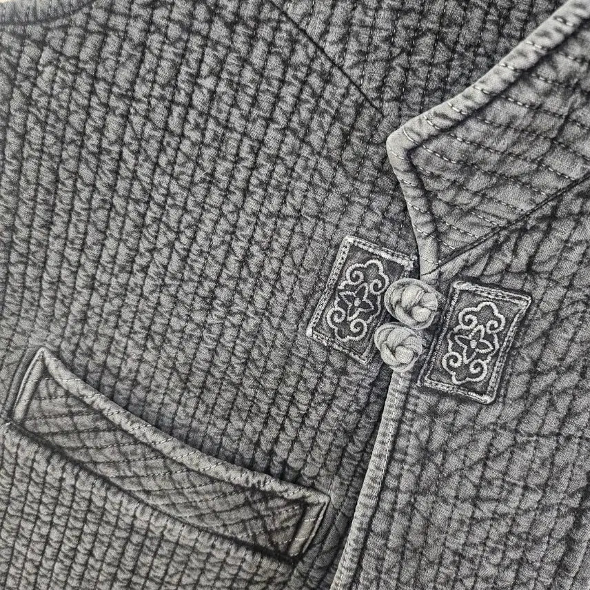 [BUNJANG] Unbranded Quilted Vest - China Collar - Gray - Small / 누빔 조끼 차이나넥 스타일 그레이 소 생활한복