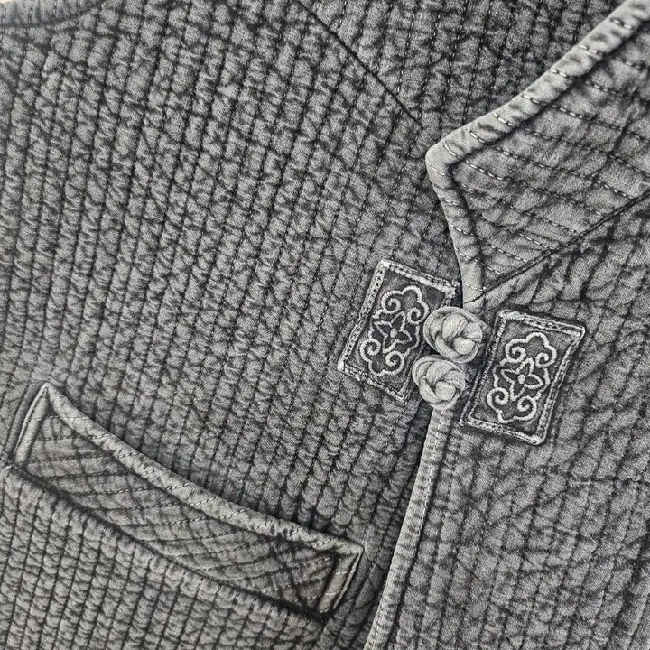 [BUNJANG] Unbranded Quilted Vest - China Collar - Gray - Small / 누빔 조끼 차이나넥 스타일 그레이 소 생활한복