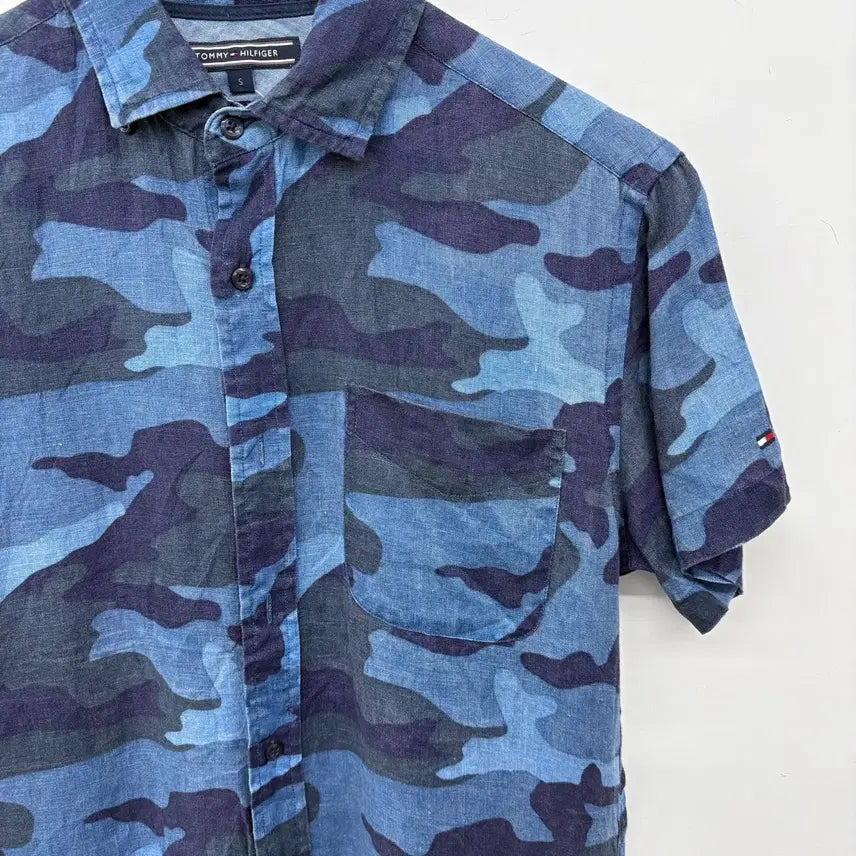 [BUNJANG] Tommy Hilfiger Blue Camo Short Sleeve Shirt (Women&