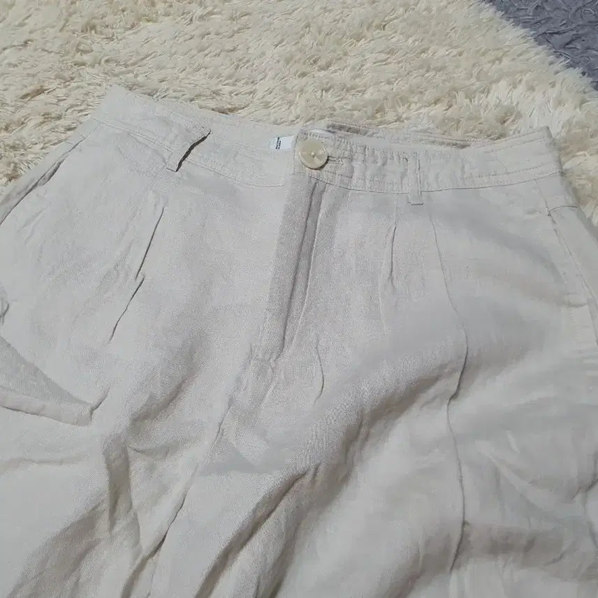 [BUNJANG] Beige Linen Set - Short-Sleeve Jacket &amp; Wide Pants / 깔끔한 베이지 색상의 린넨 소재 셋업이에요 일괄가격 상의는 반팔 자켓