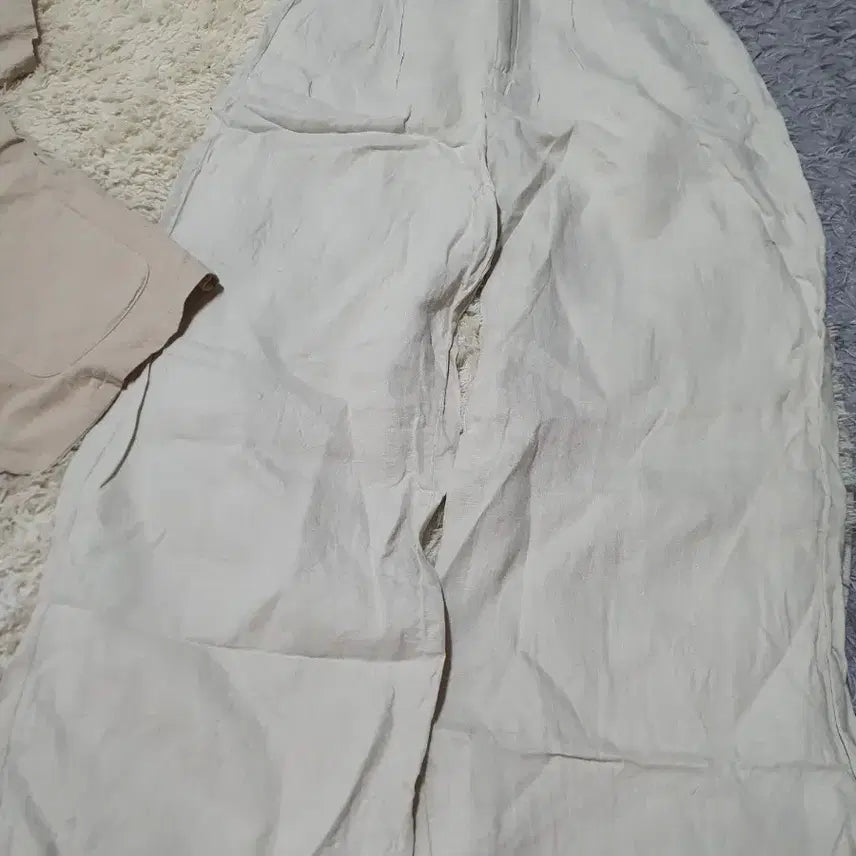 [BUNJANG] Beige Linen Set - Short-Sleeve Jacket &amp; Wide Pants / 깔끔한 베이지 색상의 린넨 소재 셋업이에요 일괄가격 상의는 반팔 자켓