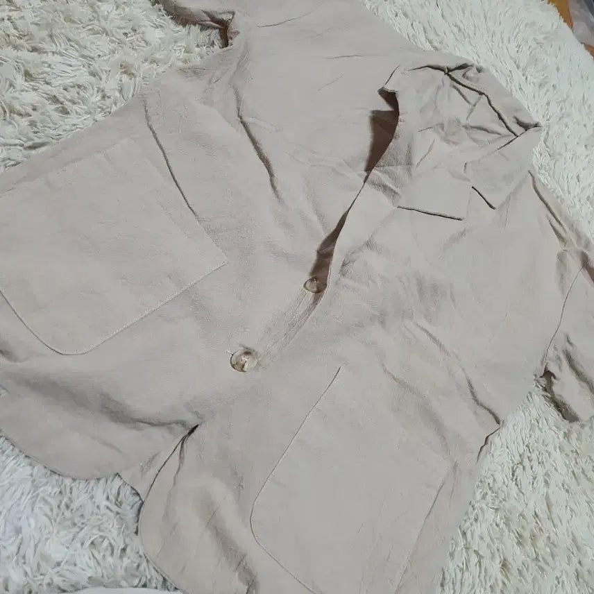 [BUNJANG] Beige Linen Set - Short-Sleeve Jacket &amp; Wide Pants / 깔끔한 베이지 색상의 린넨 소재 셋업이에요 일괄가격 상의는 반팔 자켓