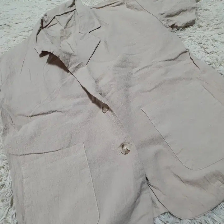 [BUNJANG] Beige Linen Set - Short-Sleeve Jacket &amp; Wide Pants / 깔끔한 베이지 색상의 린넨 소재 셋업이에요 일괄가격 상의는 반팔 자켓