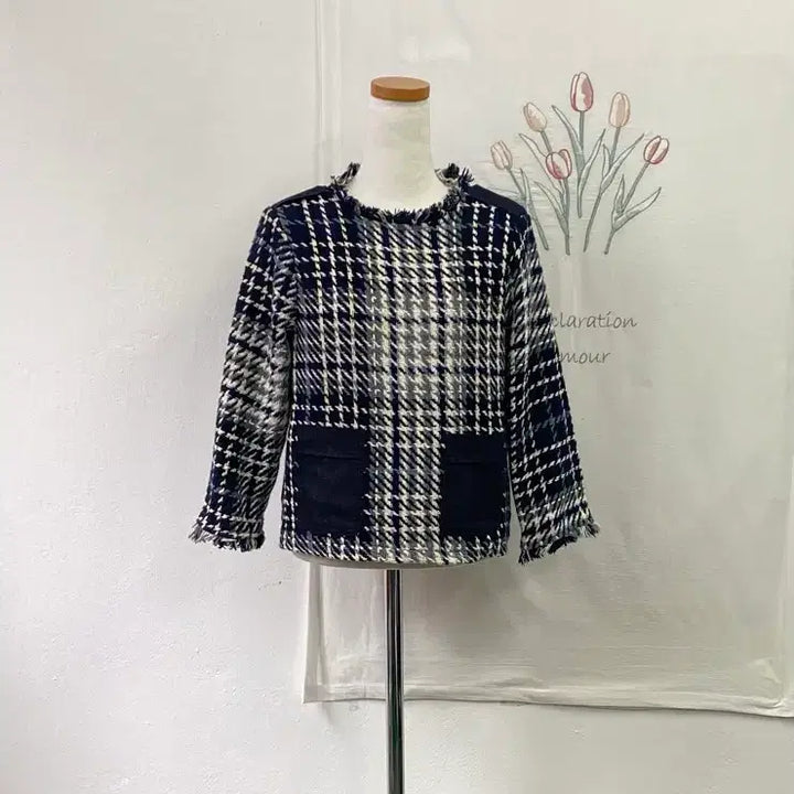 [BUNJANG] Zara Denim Accent Short Tweed Jacket / 자라(Zara) 뒤 데님 포인트 색상 숏 트위드 160