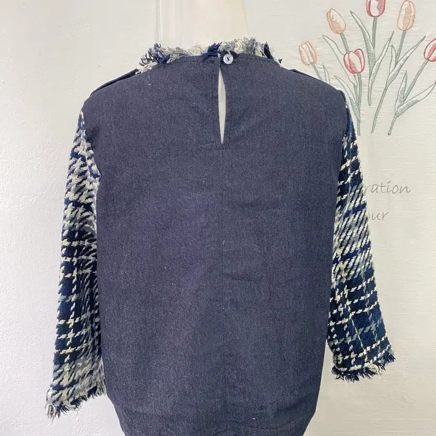 [BUNJANG] Zara Denim Accent Short Tweed Jacket / 자라(Zara) 뒤 데님 포인트 색상 숏 트위드 160