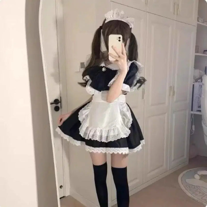 [BUNJANG] Black Maid Dress Cosplay Set / 메이드복 세트 블랙 레이디 코스프레 원피스