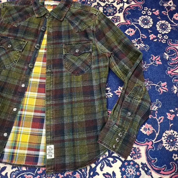 [BUNJANG] Oil Cake in Japan Western Checkered Shirt / Oil Cake in Japan 빈티지 웨스턴 체크 배색 셔츠 M