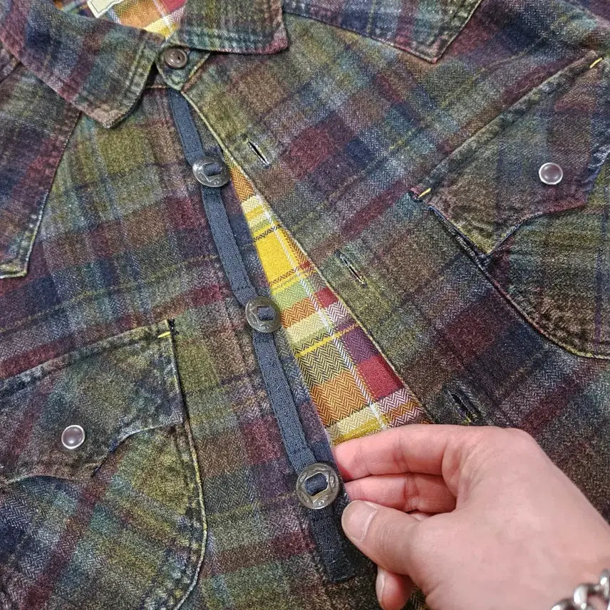 [BUNJANG] Oil Cake in Japan Western Checkered Shirt / Oil Cake in Japan 빈티지 웨스턴 체크 배색 셔츠 M