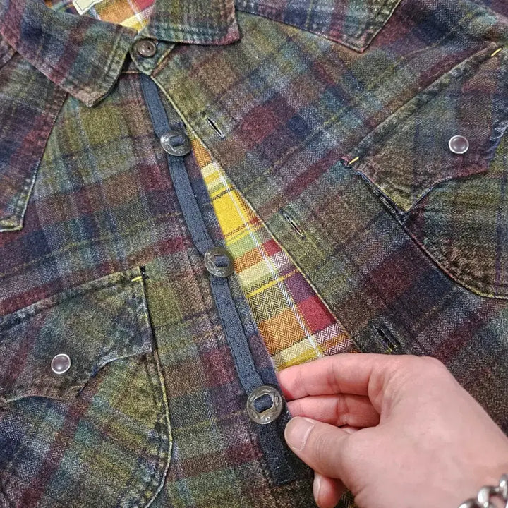 [BUNJANG] Oil Cake in Japan Western Checkered Shirt / Oil Cake in Japan 빈티지 웨스턴 체크 배색 셔츠 M