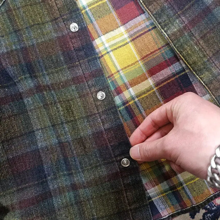 [BUNJANG] Oil Cake in Japan Western Checkered Shirt / Oil Cake in Japan 빈티지 웨스턴 체크 배색 셔츠 M