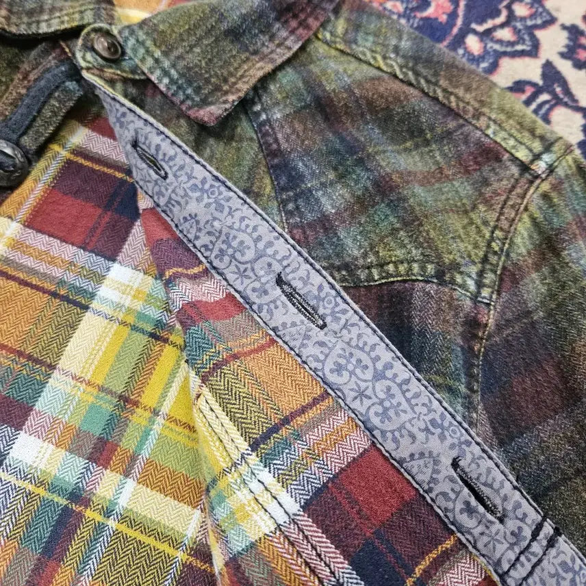 [BUNJANG] Oil Cake in Japan Western Checkered Shirt / Oil Cake in Japan 빈티지 웨스턴 체크 배색 셔츠 M