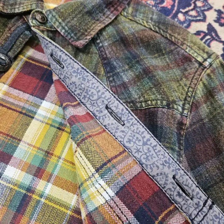 [BUNJANG] Oil Cake in Japan Western Checkered Shirt / Oil Cake in Japan 빈티지 웨스턴 체크 배색 셔츠 M