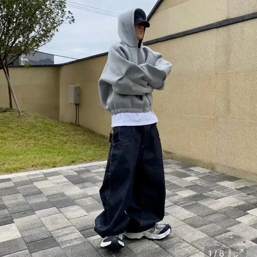 [BUNJANG] FINE.O Neoprene Crop Hoodie Zip-up / 파인오 네오프렌 크롭 후드 집업