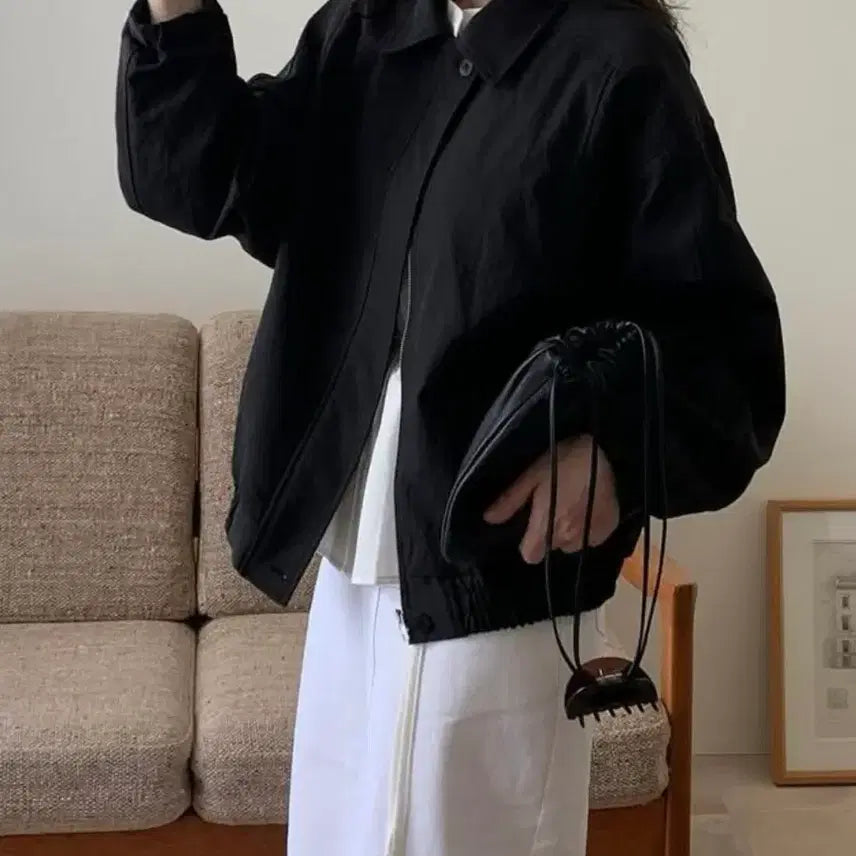 [BUNJANG] Grip Black Blouson Jacket / 그립 grip 블랙 블루종 점퍼