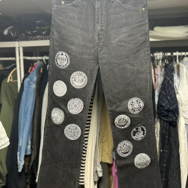 [BUNJANG] Children of the Discotheque 22 Patch Embroidered Black Denim Pants / 칠드런오브더 디스코댄스 22패치 자수 흑청 데님 1