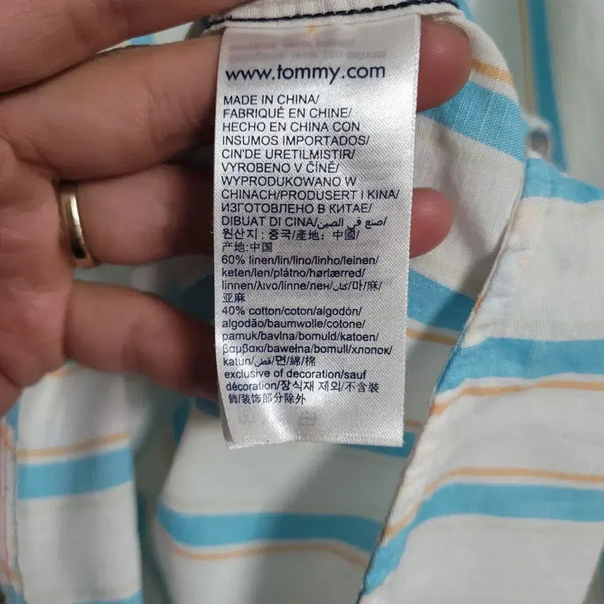 [BUNJANG] Tommy Jeans Striped Linen Shirt / (M) 타미진스 스트라이프 긴팔 마 셔츠 남방