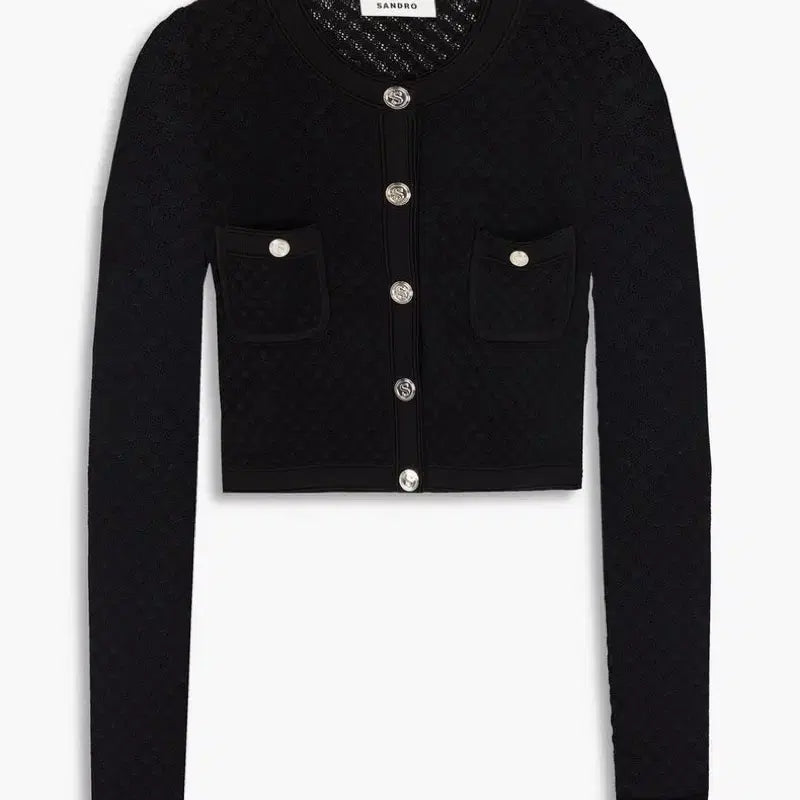 [BUNJANG] SANDRO Crochet Cropped Knit Cardigan / SANDRO 산드로 크롭드 크로셰 니트 가디건
