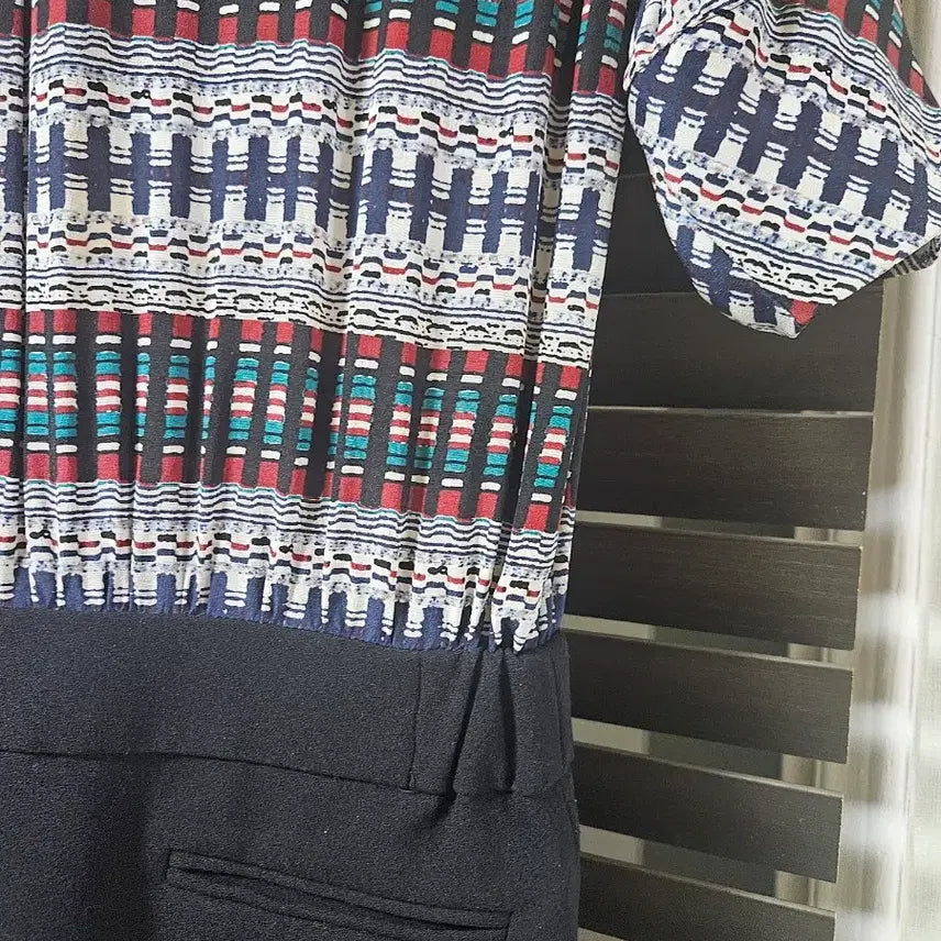 [BUNJANG] Maje Black Pattern Midi Dress / 마쥬 블랙 패턴 반팔 원피스