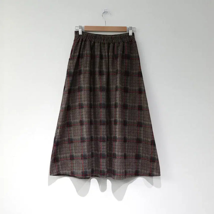 [BUNJANG] Unbranded Single Check Long Skirt / 뒷밴딩 싱글 체크 롱 스커트