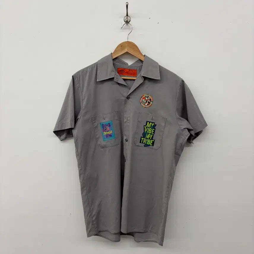[BUNJANG] Dickies Gray ZUMBA Patch Shirt / 디키즈 셔츠 회색 + 줌바 패치 남성M