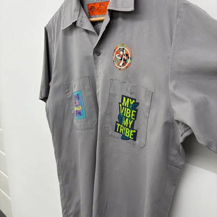[BUNJANG] Dickies Gray ZUMBA Patch Shirt / 디키즈 셔츠 회색 + 줌바 패치 남성M