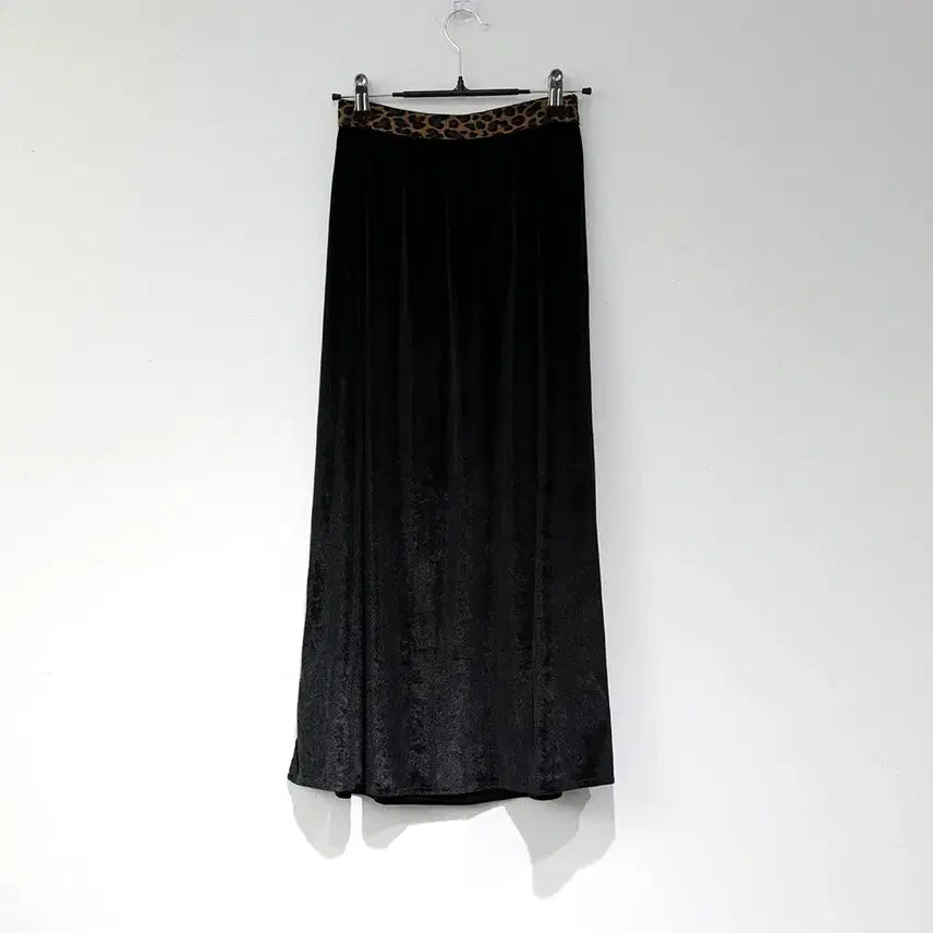 [BUNJANG] Leopard Print Velvet Long Skirt / 레오파드 호피 벨벳 롱 스커트