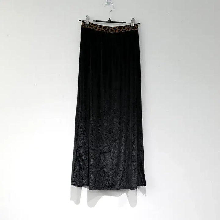 [BUNJANG] Leopard Print Velvet Long Skirt / 레오파드 호피 벨벳 롱 스커트