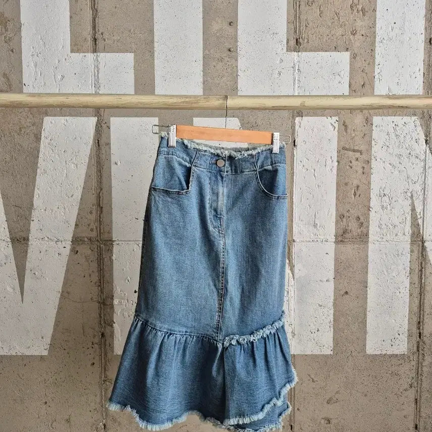 [BUNJANG] at Contact Frill Denim Skirt / at컨텍트 프릴 데님스커트