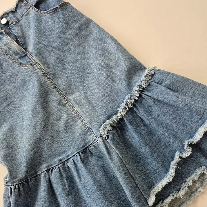[BUNJANG] at Contact Frill Denim Skirt / at컨텍트 프릴 데님스커트