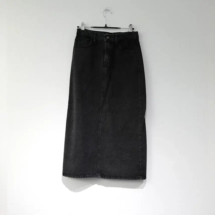 [BUNJANG] A-Line Black Denim Skirt / A라인 흑청 뒷트임 데님 스커트