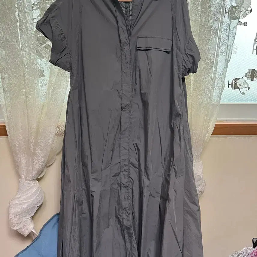 [BUNJANG] Bonispax Gray Short Sleeve Shirt Dress / Bonispax 회색 반팔 셔츠 원피스
