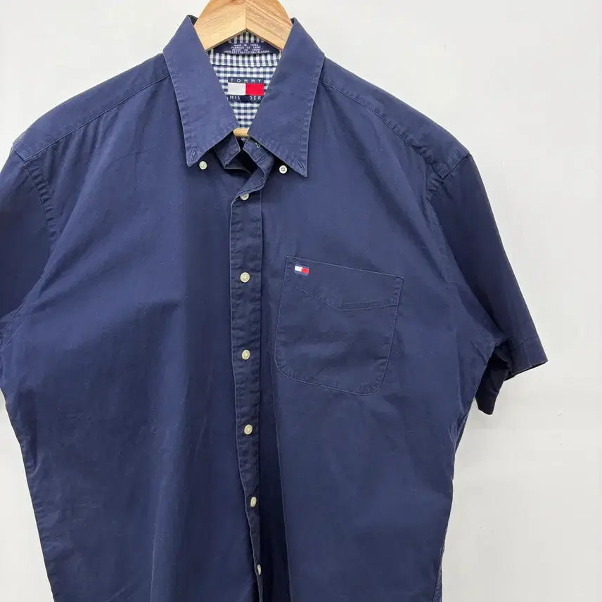 [SOLD OUT] 타미힐피거 네이비 반팔 셔츠 남성XL