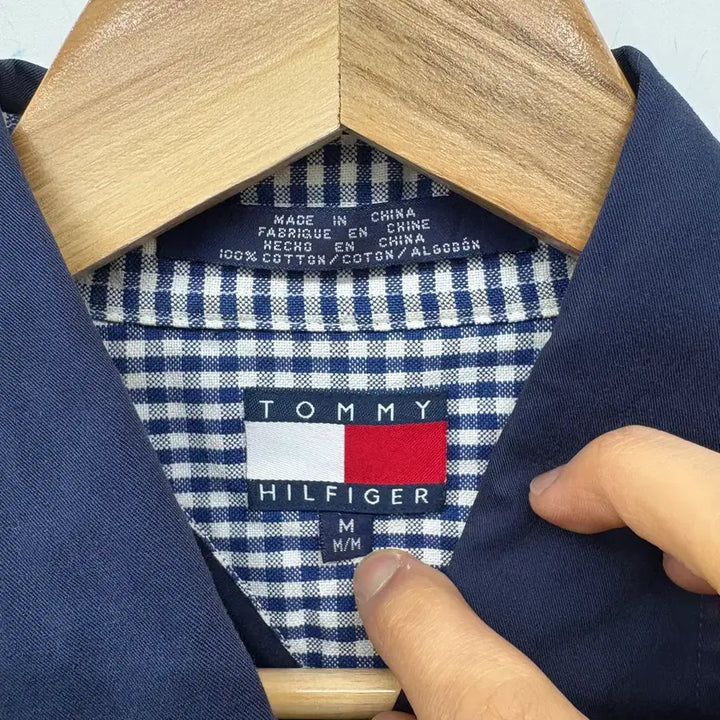 [SOLD OUT] 타미힐피거 네이비 반팔 셔츠 남성XL