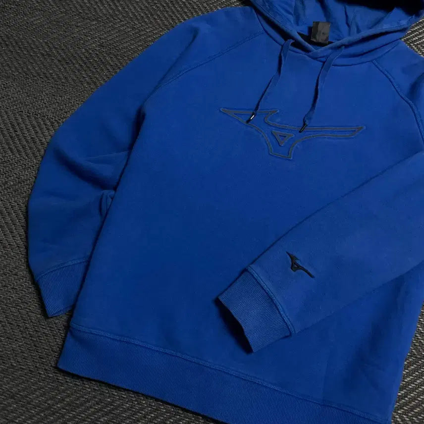 [BUNJANG] Mizuno Old School Big Logo Hoodie Blue / 미즈노 올드스쿨 빅로고 후드 티셔츠 블루y 5387